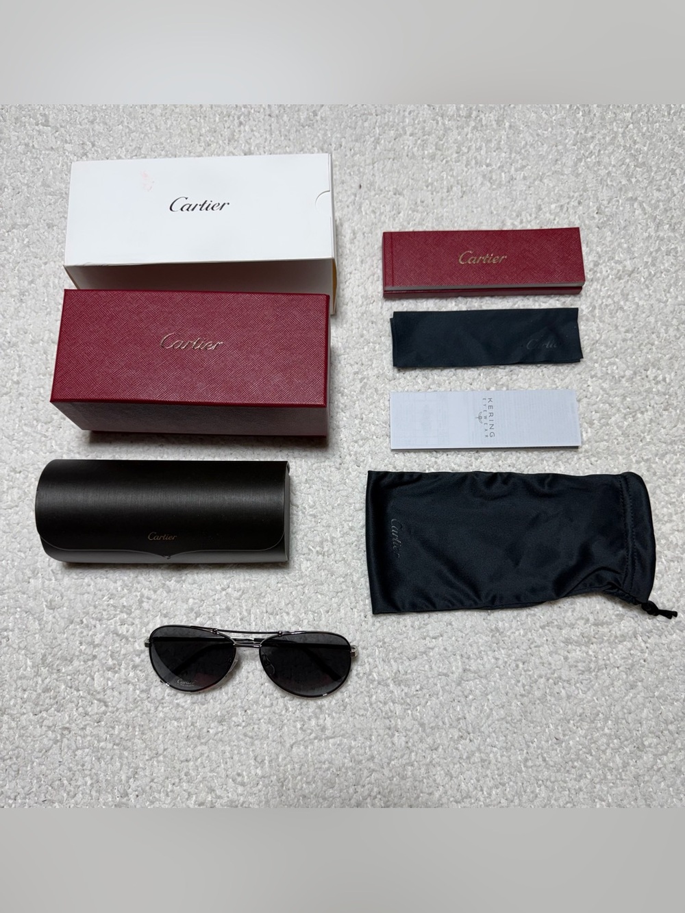 Authentic Cartier CT0083S 002 Aviator Sunglasses New Full Set